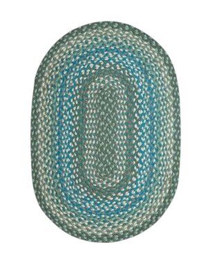 Sage, Blue, Ivory Oval Braided Rug 20 x 30